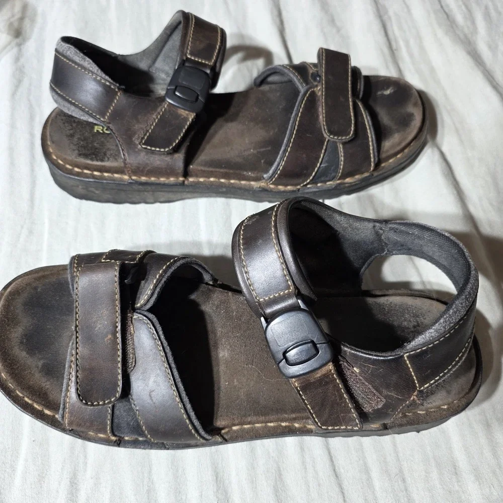 Rockport Men's Leather Sandals‎ Cushioned Footbed Straps Size 12 Medium